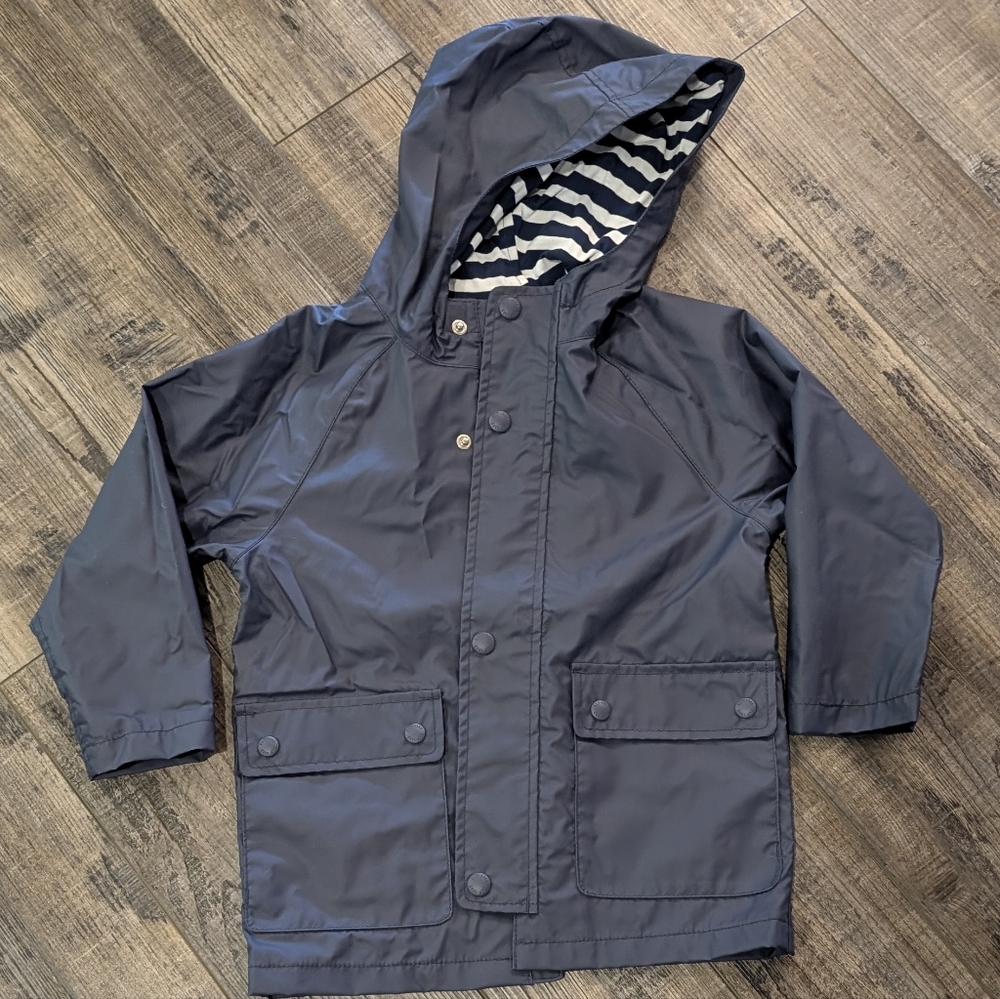 GAP Kids Dark Blue Raincoat with Striped Hood